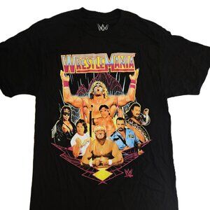 WrestleMania Black T-Shirt - NWOT - Size Medium - Featuring Wrestling Legends